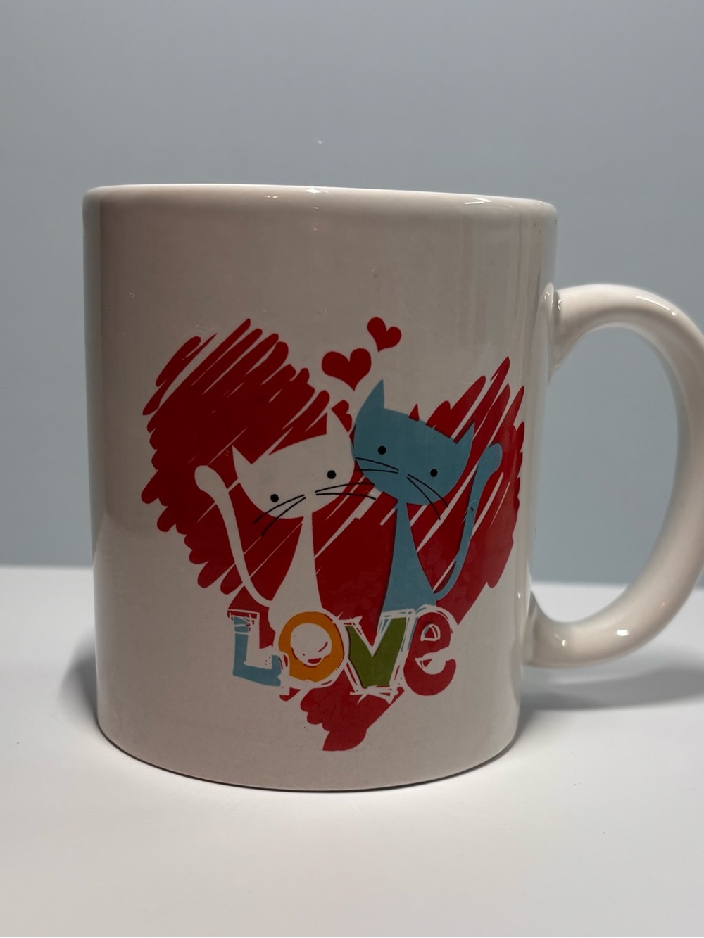 Cute Love Cats Graphic Mug - White